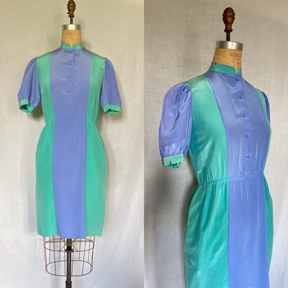 1970s Silk Summer Dress w/ Pockets